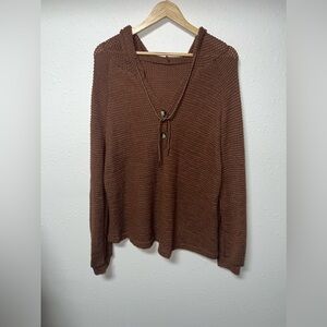 Cozy and Soft Brown Knit Sweater with Hood Women’s size Large.